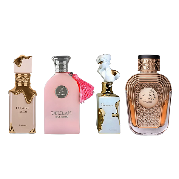 COMBO ÁRABE DECANT - ECLAIRE + DELILAH + HER CONFESSION + WATANI