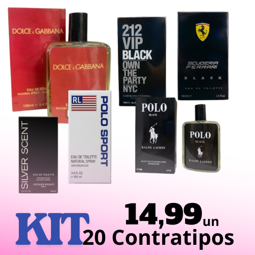 KIT COM 20 PERFUMES CONTRA TIPO 100ML FRAGANCIA SORTIDA