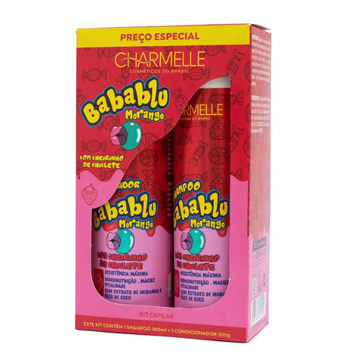 Kit Shamp+Cond Babablu Morango com 02 itens Charmelle