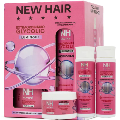 Kit Capilar Extraordinário Glycolic com 03 itens New Hair