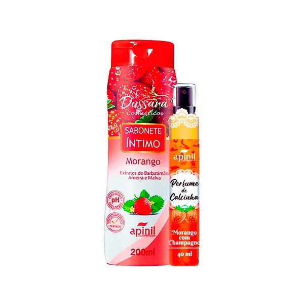 Kit Intimo e Sensual com 2 itens Sabonete Intimo 200ml e Perfume de Calcinha 40ml Morango
