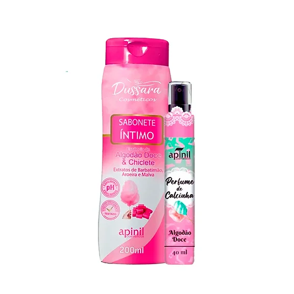 Kit Intimo e Sensual com 2 itens Sabonete Intimo 200ml e Perfume de Calcinha 40ml Algodão Doce
