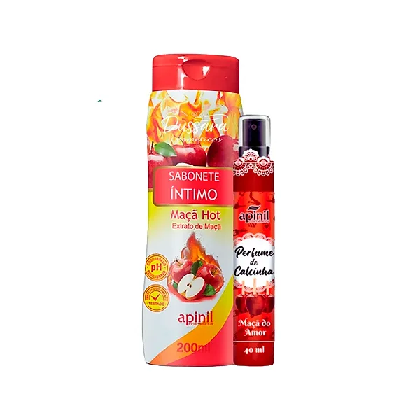 Kit Intimo e Sensual com 2 itens Sabonete Intimo 200ml e Perfume de Calcinha 40ml Maça Hot