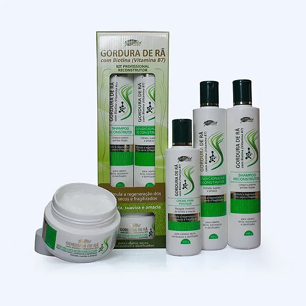 Kit Reconstrutor Capilar Gordura de Rã e Biotina Profissional - Alquimia Cosméticos