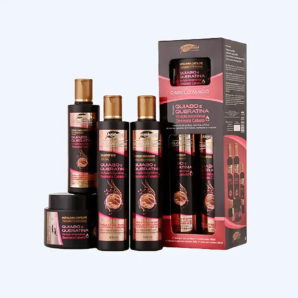 Kit Capilar Cabelo Macio Quiabo e Queratina Profissional