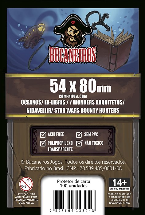 Sleeve Customizado para Oceanos/ Ex-Libris / 7 Wonders Arquitetos/ Nidavellir/ Star Wars Bounty Hunters (54 x 80) Bucaneiros