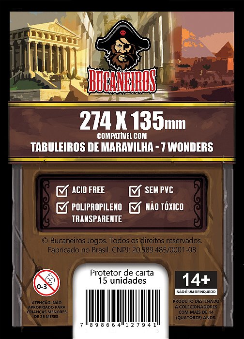 Sleeve Custom para 7 Wonders - Tabuleiros de Maravilha (274 x 135) Bucaneiros