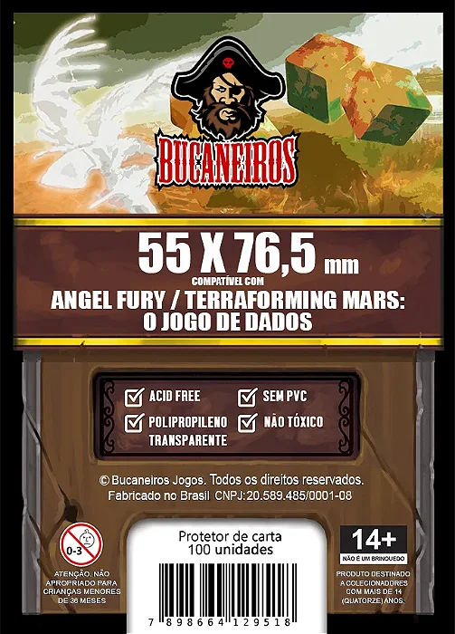 Sleeve Customizado para Terraforming Mars: O Jogo de Dados / Angel Fury - Cartas Pequenas (55 x 76,5)