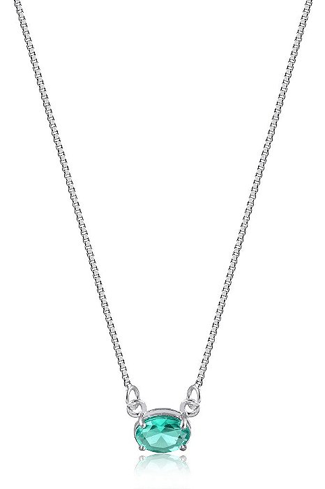 Conjunto colar e brincos Glamuor Turmalina - PRATA 925