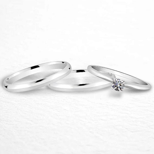 Par de Alianças de Namoro Prata 950 Susi 2mm