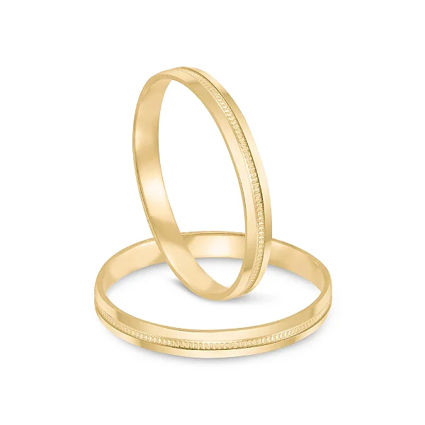 Par de alianças casamento Tiana 3mm de ouro 18k  - Anel solitário Brinde