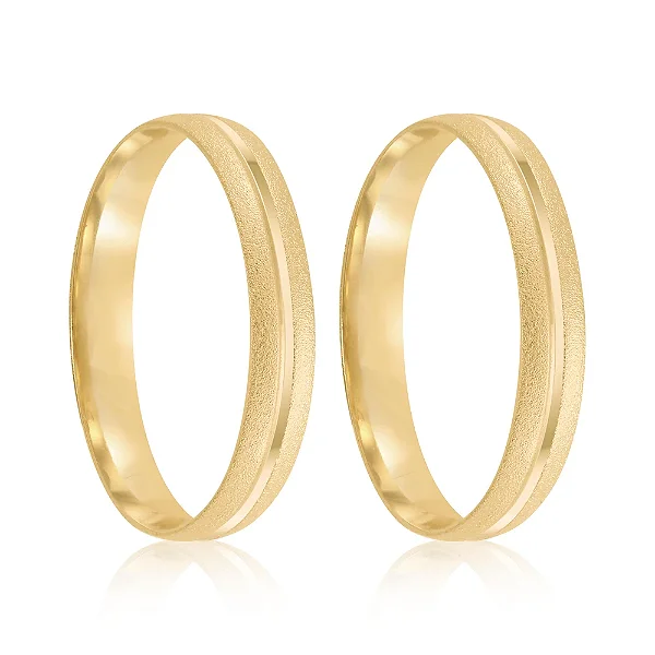 Par de alianças Momo 3mm de casamento ouro 18k