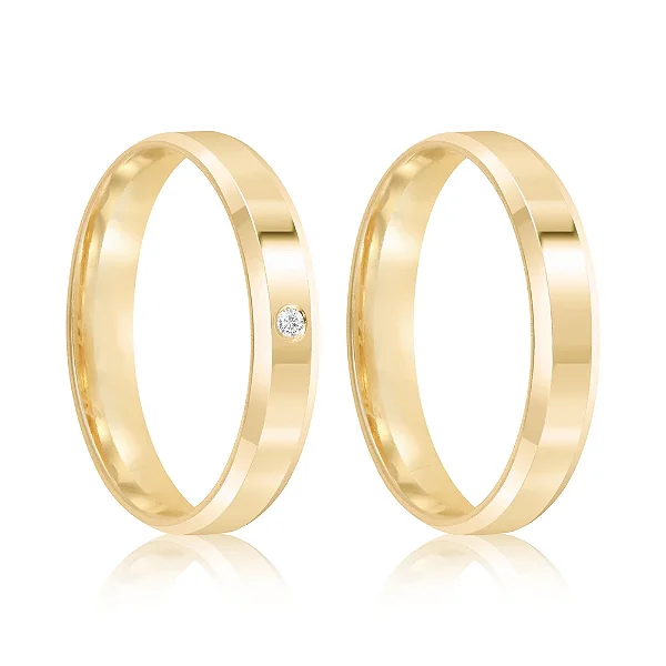 Par de alianças Versalle 4mm de casamento ouro 18k