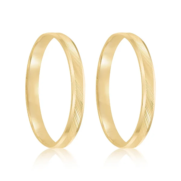 Par de alianças Cleo 3mm de casamento ouro 18k
