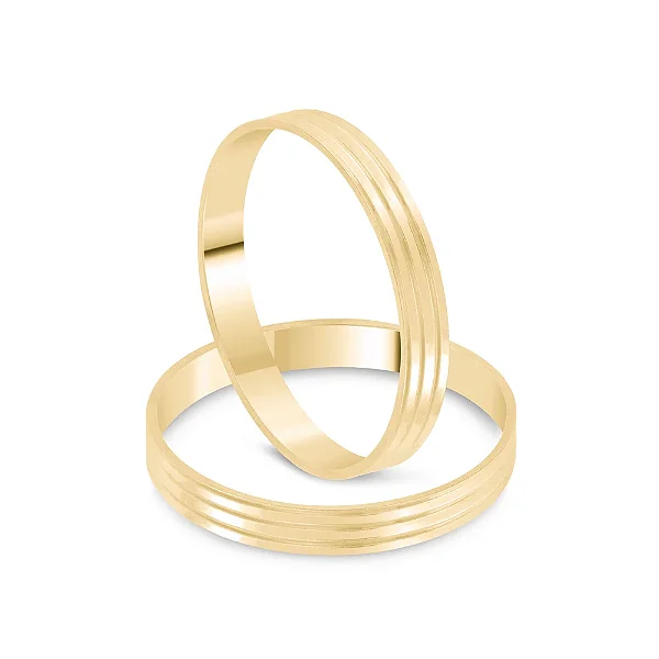Par de alianças Palace 4mm de casamento ouro 18k