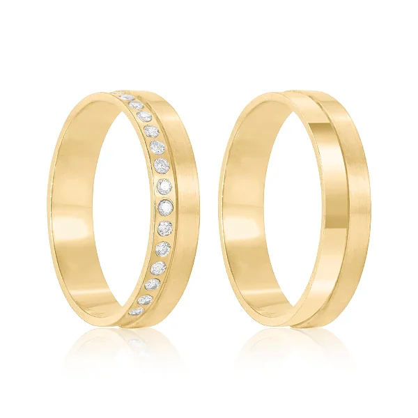Par de alianças 5mm de casamento ouro 18k