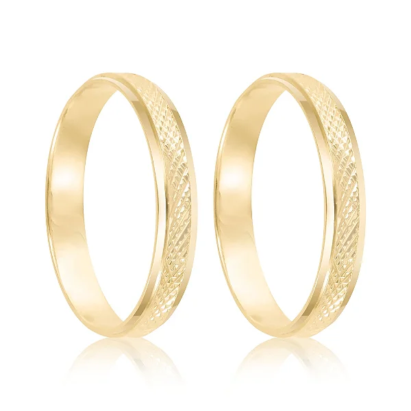 Par de alianças Yara 3mm de casamento ouro 18k