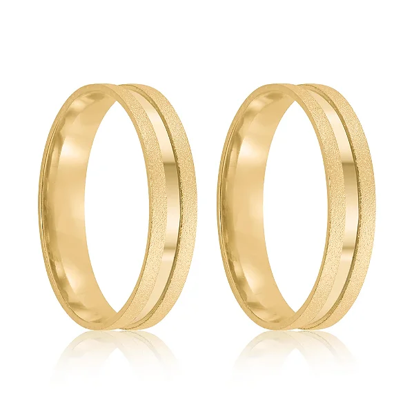 Par de alianças Lovely 4mm de casamento ouro 18k