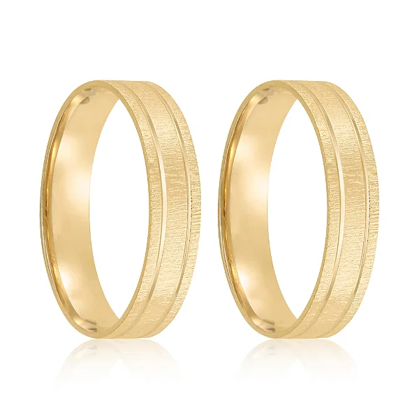 Par de alianças Osaka 4mm de casamento ouro 18k
