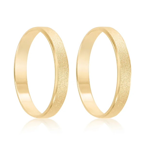 Par de alianças casamento Selene 3mm de ouro 18k  - Anel solitário Brinde