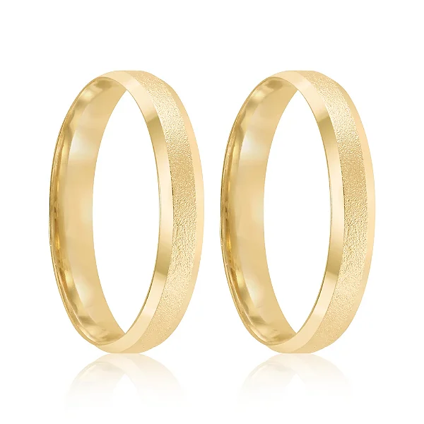 Par de alianças casamento Nyssa 3mm de ouro 18k  - Anel solitário Brinde