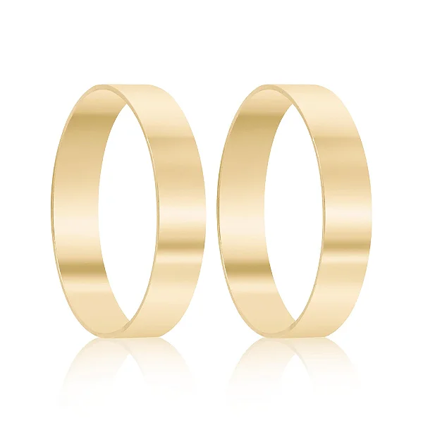 Par de alianças Elora 4mm de casamento ouro 18k
