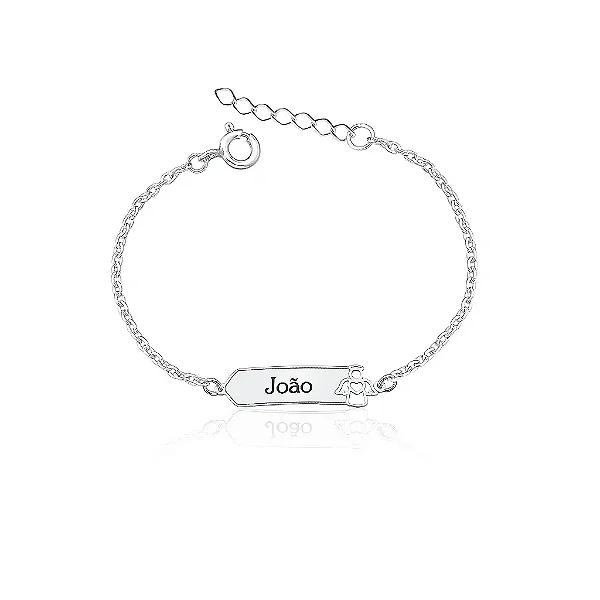 Pulseira infantil masculina Placa em Prata 925