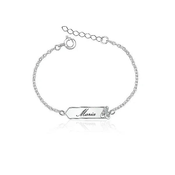 Pulseira infantil feminina  Placa em Prata 950