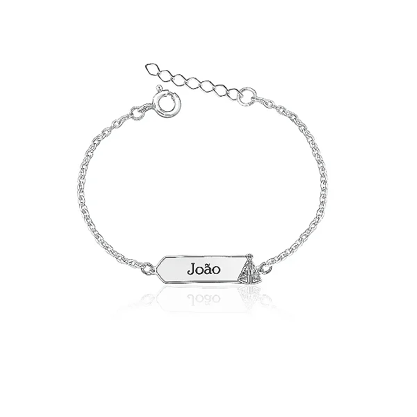 Pulseira infantil Unisex Placa em Prata 925