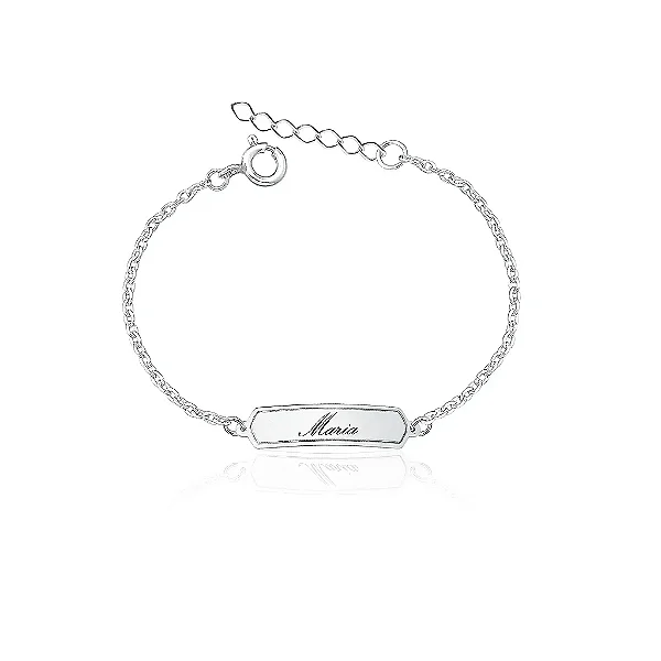 Pulseira infantil Unissex Placa em Prata 925