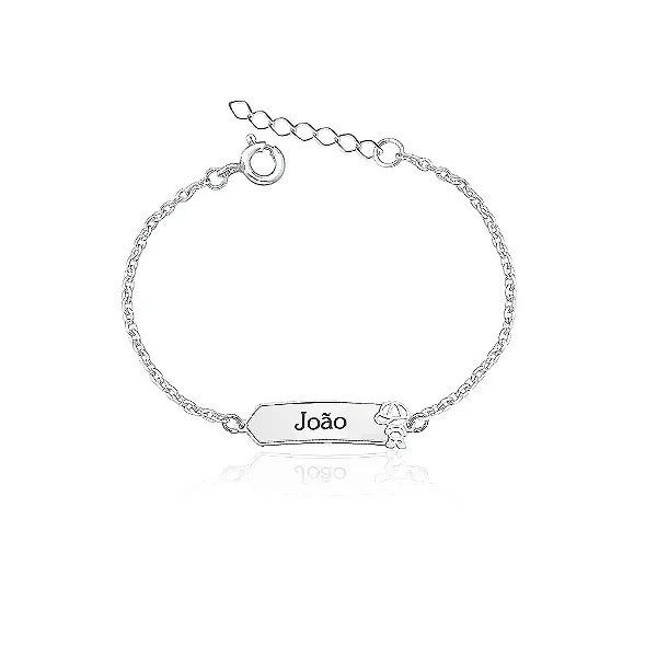 Pulseira infantil Masculina Placa em Prata 925