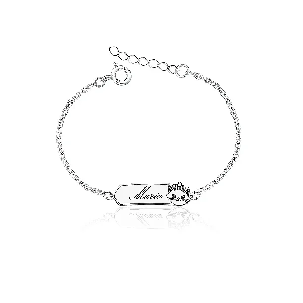Pulseira infantil Feminina Placa em Prata 925