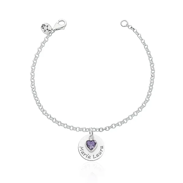 Pulseira feminina Prata Personalizada com nome - PRATA 925