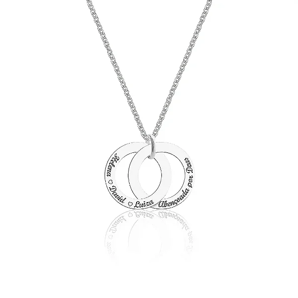 Colar Feminino Personalizado Nomes Personalizado Dupla Face em Prata  - PRATA 925