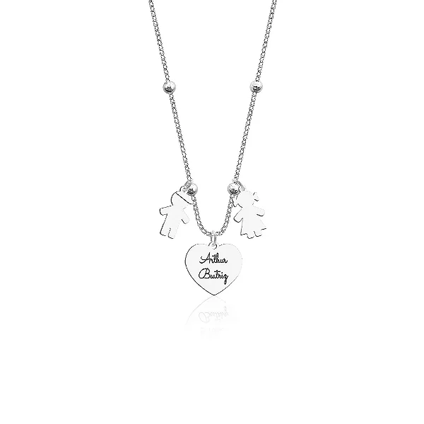 Colar familia bolinha Personalizado - PRATA 925