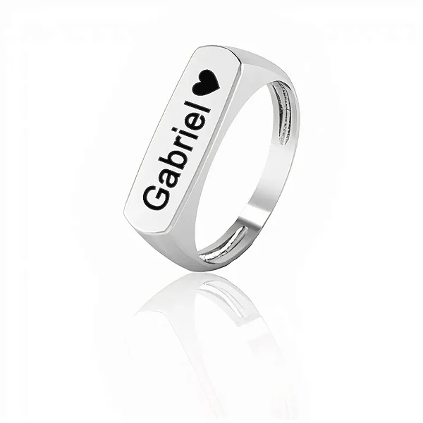 Anel unissex Personalizado com nome ou frase curta Prata 925