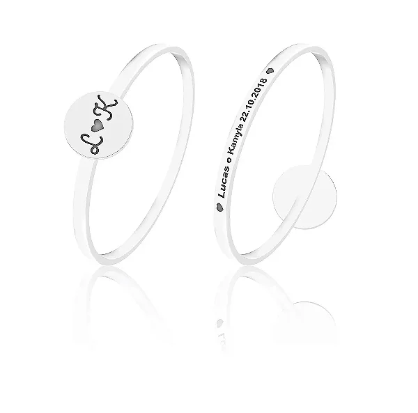 Anel Feminino Personalizado com nome e datas - PRATA 925