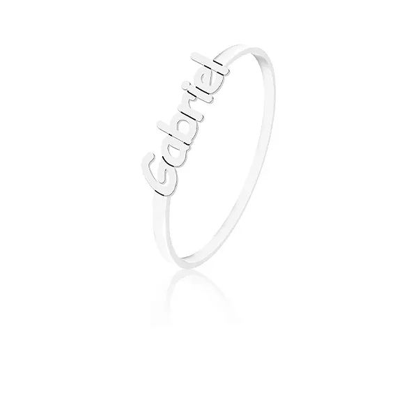 Anel feminino personalizado e minimalista com nome Vazado - PRATA 925