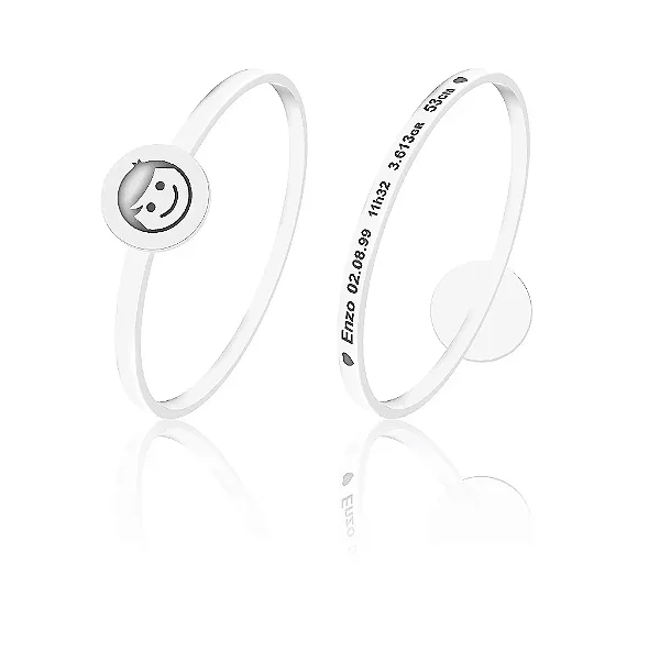 Anel Personalizado com menino e dados e data de nascimento