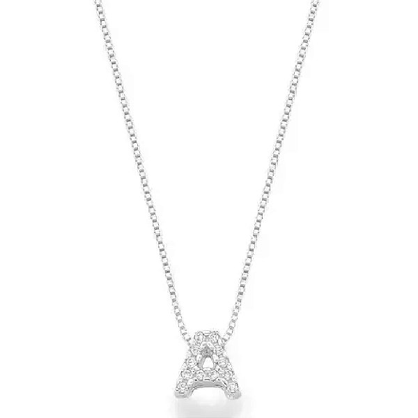 Colar feminino Personalizado Com letra Cravejada - PRATA 925