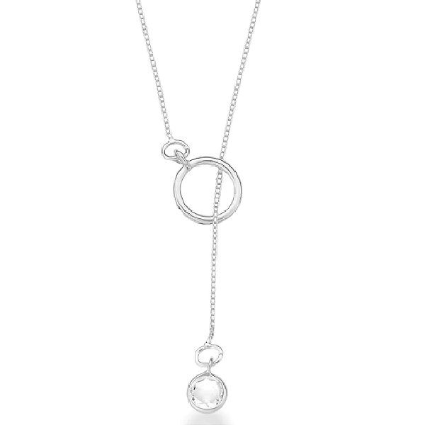 Colar Feminino Gravatinha Ponto de Luz - PRATA 925