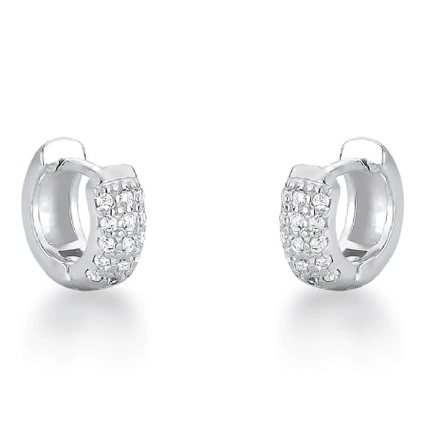 Brinco feminino Argola Cravejada Pequeno - PRATA 925