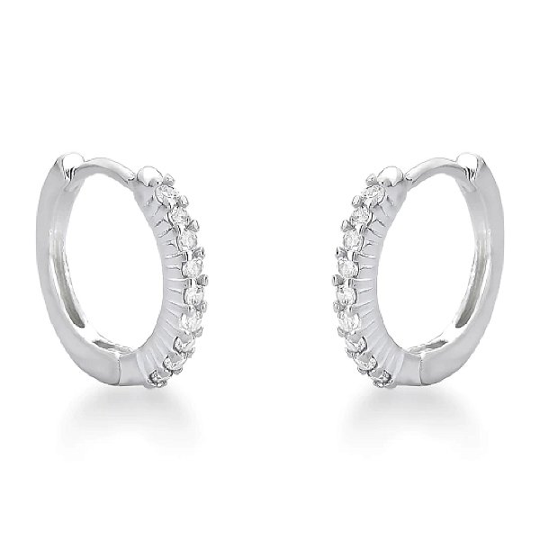 Brinco de Click Cravejado Unissex - PRATA 925