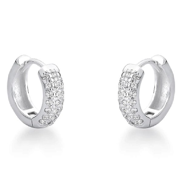 Brinco feminino Argola  Cravejado - PRATA 925