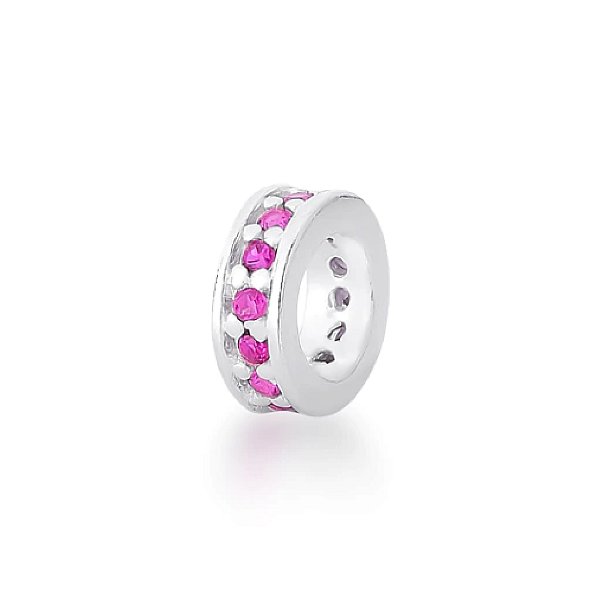 Berloque Separador de pulseira pandora Cravejado Pink - PRATA 925