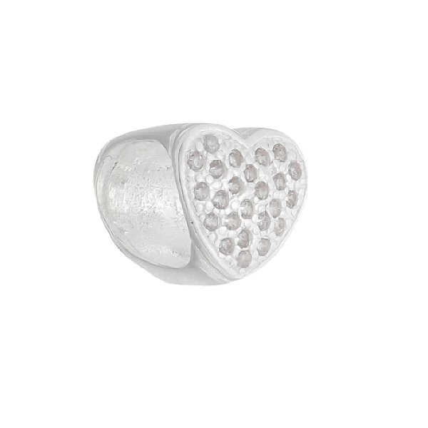 Berloque de pulseira pandora Coração Cravejado - PRATA 925