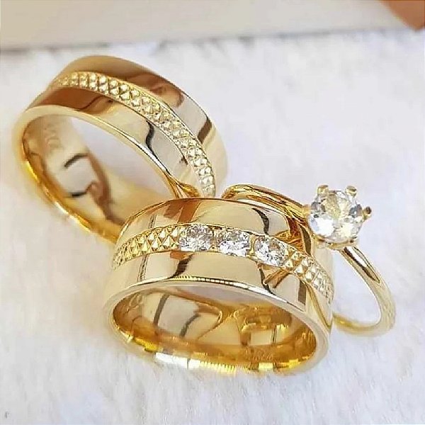 Par de alianças casamento Zeta 10mm de moeda antiga - Anel solitário Brinde