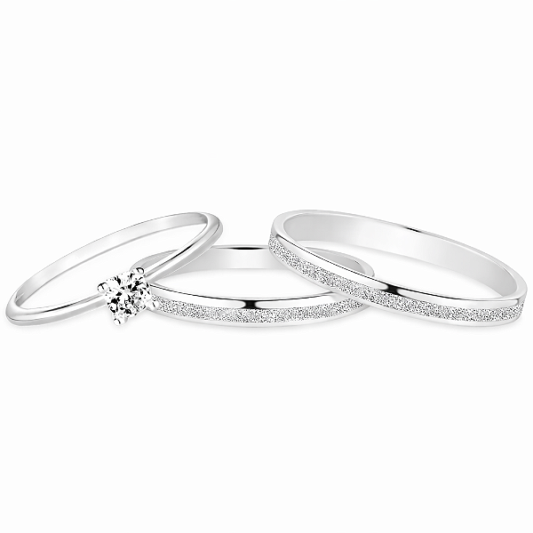 Par de alianças de namoro Prata 950 Diana 2mm