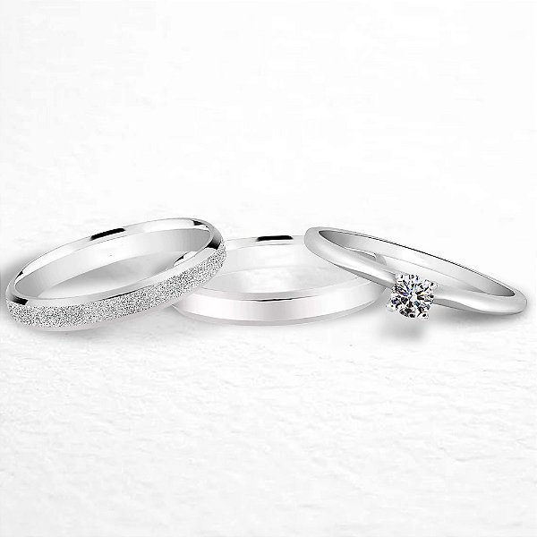 Par de Alianças Dreams 3mm de Namoro Prata 950