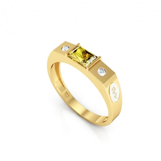 Anel Formatura Masculino Baguete Retangular - OURO 18K